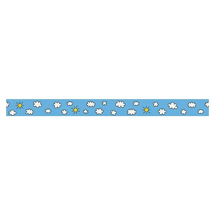 A.S. Création Only Borders 11 Tapetenborte Sonne und Wolken - Kunststoff, Hellblau - Ein sonniger Tag mit fluffigen Wolken auf einem blauen Hintergrund. Perfekt für Kinderzimmer-Dekorationen.