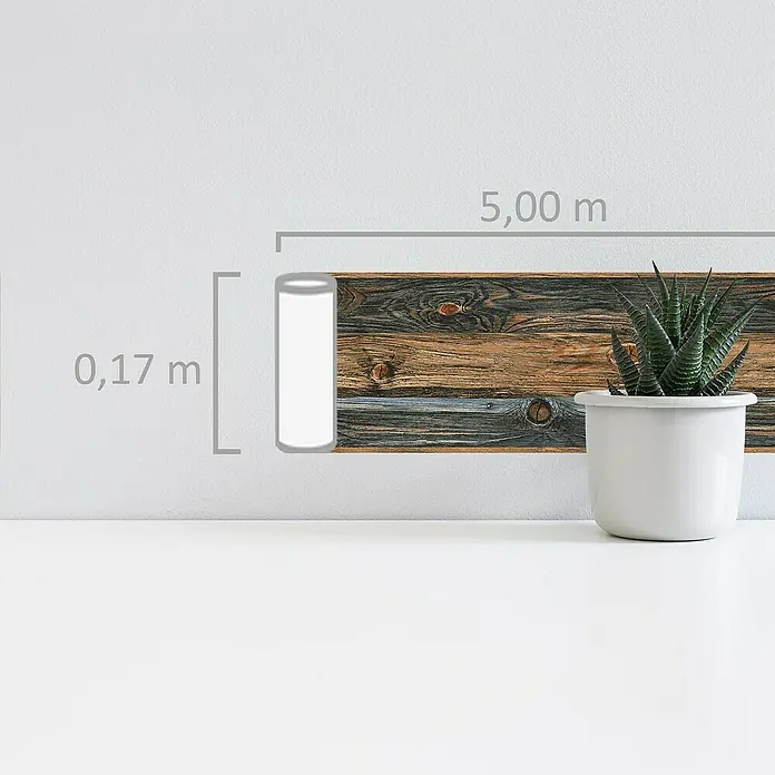 A.S. Création Only Borders 11 Tapetenborte Holzoptik - Braun, L x H: 5 x 0,17 m, Selbstklebefolie - Wandpaneel in Holzoptik mit den Maßen 5,00 m x 0,17 m, ideal zur Dekoration von Innenräumen.