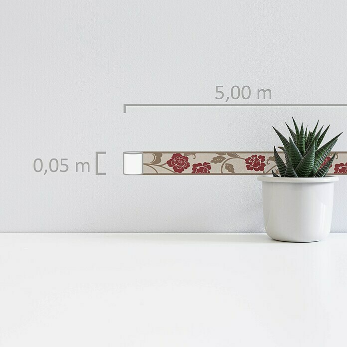 AS Creation Only Borders 11 Tapetenborte Blume (Rot/Braun, 5 x 0,05 m, Selbstklebefolie) | BAUHAUS