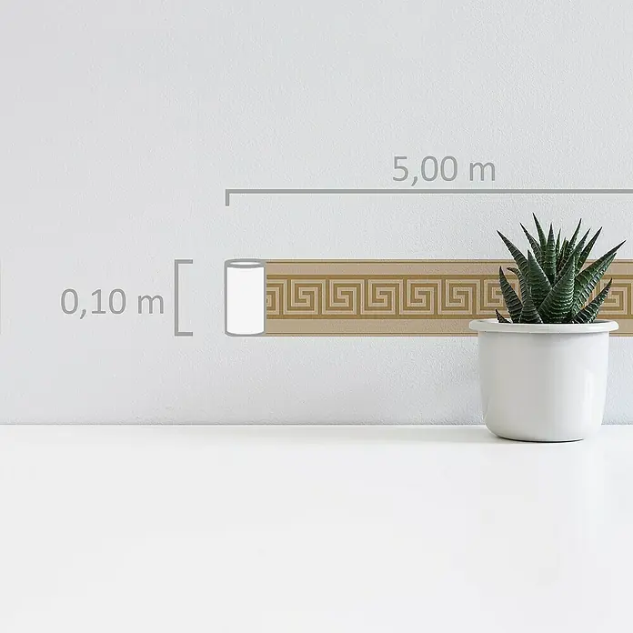 A.S. Création Only Borders 11 Tapetenborte Mäander - Braun/Gold, 5 x 0,1 m, Vlies - Ein Rollbordüre mit einem griechischen Mäandermuster. Diese Bordüre ist ideal, um jedem Raum einen Hauch von Eleganz zu verleihen.