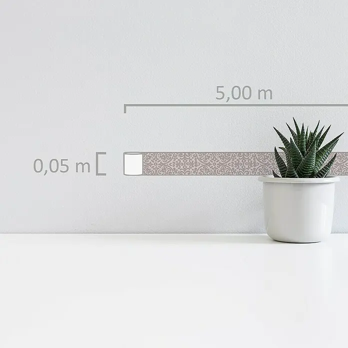 A.S. Création Only Borders 11 Tapetenborte Allover-Ranke - Kunststoff, Grau/Weiß - Ein dekorativer Bordüre mit einem zarten Muster, ideal für stilvolle Akzente im Raum. Die Rolle ist 5 Meter lang und 0,05 Meter breit.