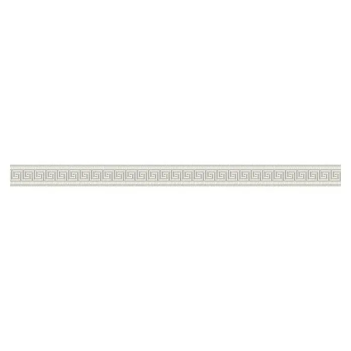 A.S. Création Only Borders 11 Tapetenborte Mäander - Kunststoff, Weiß - Elegante Bordüre mit klassischem Mäandermuster in neutralen Tönen. Ideal für stilvolle Wanddekoration und als architektonisches Detail.