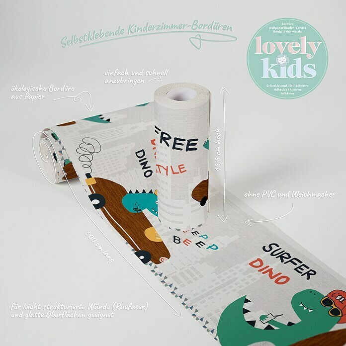 AS Creation Lovely Kids Tapetenborte (Dinos, Selbstklebefolie) | BAUHAUS