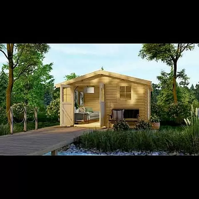 Karibu Gartenhaus Felsenau 5 - Außenmaß inkl. Dachüberstand (B x T): 407 x 320 cm, Holz, Natur - Ambiente-Video