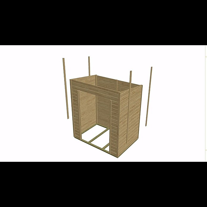 Karibu Gartenhaus Merseburg 2 (Außenmaß inkl. Dachüberstand (B x T): 329 x 142 cm, Holz, Natur, Mit Seitendach) | BAUHAUS