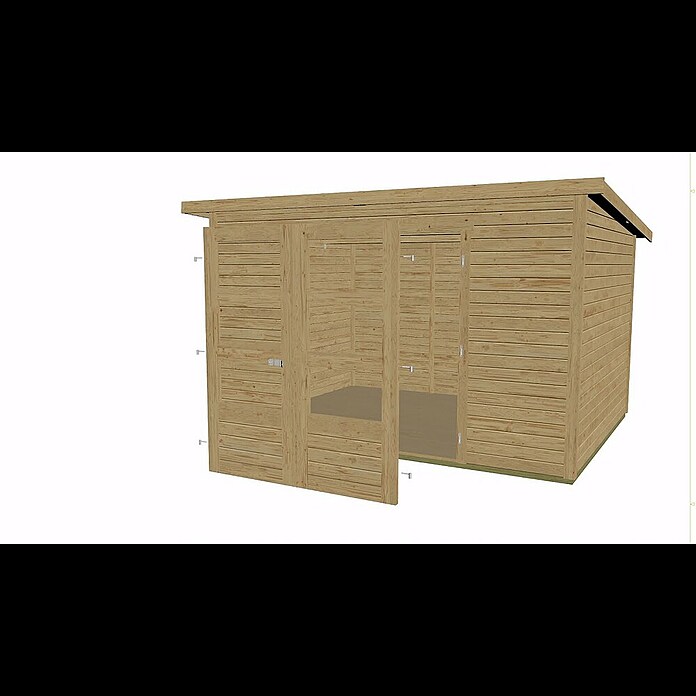Karibu Gartenhaus Stockach 5 (Außenmaß inkl. Dachüberstand (B x T): 330 x 282 cm, Holz, Natur) | BAUHAUS
