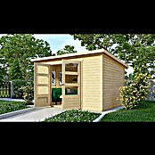 Karibu Gartenhaus Stockach 5 (Außenmaß inkl. Dachüberstand (B x T): 330 x 282 cm, Holz, Natur) | BAUHAUS
