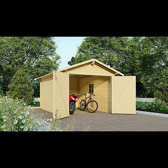 Karibu Garage (Holz, 12 m², Wandstärke: 28 mm) | BAUHAUS