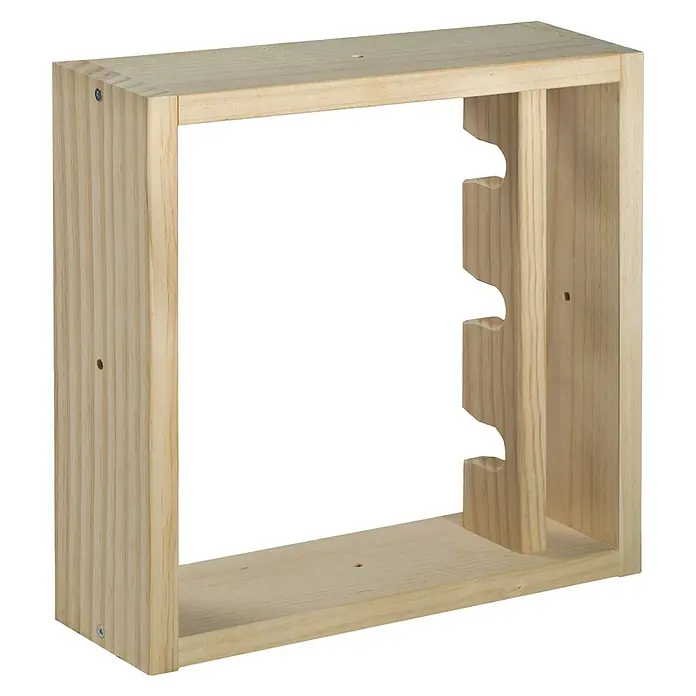 Astigarraga Botellero Píxel - L x An x Al: 12 x 39,6 x 40 cm, Madera, 3 botellas - Botellero de madera marrón claro para montaje en pared, vacío, con tres muescas para sujetar las botellas.
