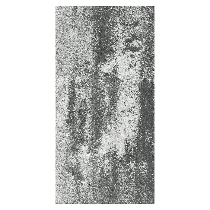 Terrassenplatte Saturn - 80 x 40 x 4 cm, Grau/Schwarz, Beton - Strukturierte, ungleichmäßige Betonoberfläche mit dunklen und hellen Bereichen, die eine verwitterte und abgenutzte Textur erzeugt.