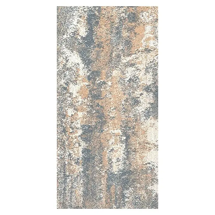 Terrassenplatte Saturn - 80 x 40 x 4 cm, Muschelkalk, Beton - Nahaufnahme einer Bodenfliese in Beige-, Grau- und Weißtönen mit einer strukturierten, fast marmorähnlichen Oberfläche. Die Fliese wirkt rustikal.