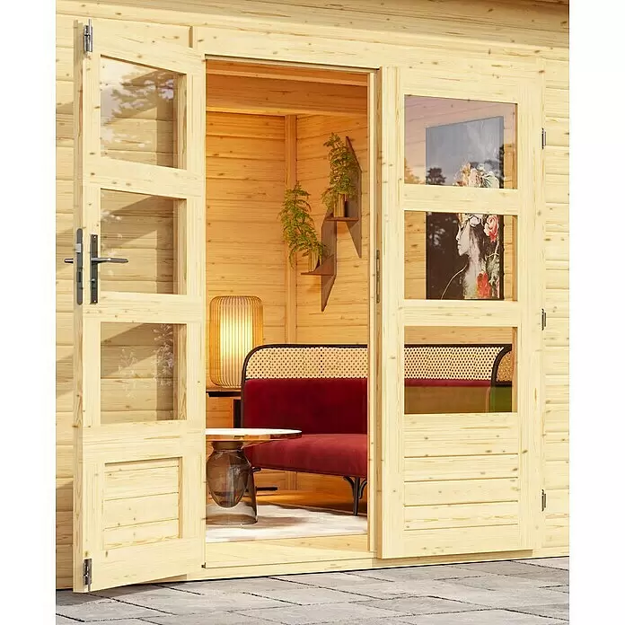 Karibu Gartenhaus Northeim 3 - Außenmaß inkl. Dachüberstand (B x T): 664 x 360 cm, Holz, Natur - Detailaufnahme