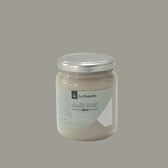La Pajarita Pintura de tiza Chalk Paint - Lino, 175 ml, Mate - Un bote de pintura de tiza Deco de La Pajarita en un tono neutro, perfecto para proyectos vintage y shabby chic y decoraciones DIY.