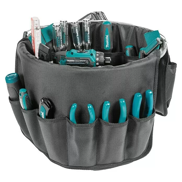 Makita Eimertasche E-15497 - L x B x H: 470 x 80 x 320 mm, Schwarz/Blau - Diagonale Ansicht