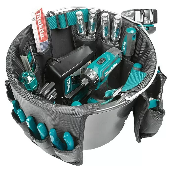 Makita Eimertasche E-15497 - L x B x H: 470 x 80 x 320 mm, Schwarz/Blau - Diagonale Ansicht