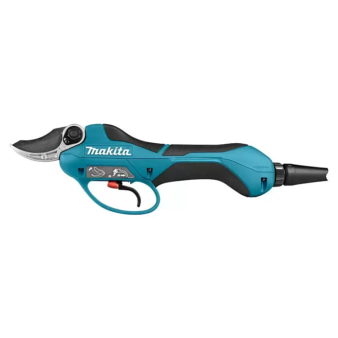 Makita LXT 18V Akku-Astschere DUP361Z -  - Makita Akku-Astschere mit türkis-schwarzem Gehäuse und silbernen Klingen zum Baumschnitt.
