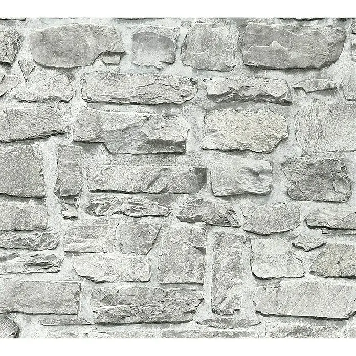 A.S. Création Il Decoro Vliestapete Bruchsteinmauer - Grau, Steinoptik, 10,05 x 0,53 m - Graue Steinmauer-Tapete, die ein rustikales und natürliches Ambiente schafft, ideal für die Wandgestaltung im Innenbereich.