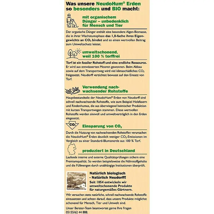 Neudorff NeudoHum Rasenerde - 40 l - Infotext über NeudoHum® Erden: Bio-Qualität, torffrei, hergestellt in Deutschland, mit organischem Dünger.