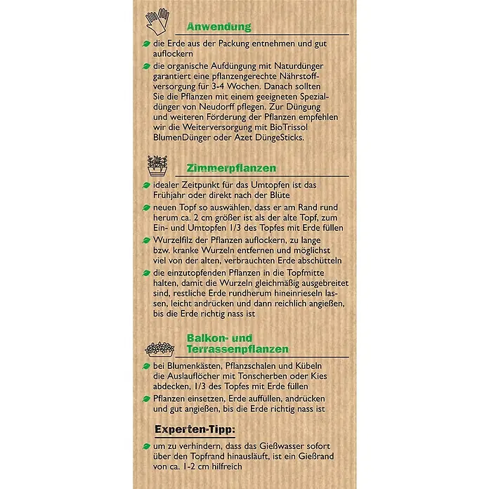 Neudorff NeudoHum Blumenerde - 20 l, Torffrei - Tipps zur Anwendung von Pflanzerde: Auflockern, Düngen, Umtopfen von Zimmer-, Balkon- und Terrassenpflanzen.