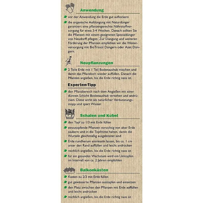 Neudorff NeudoHum Bio-Pflanzerde - 40 l - Anleitung zur Verwendung von Blumenerde, einschliesslich Tipps zum Umpflanzen, für Schalen und Kübel, sowie für Balkonkästen.