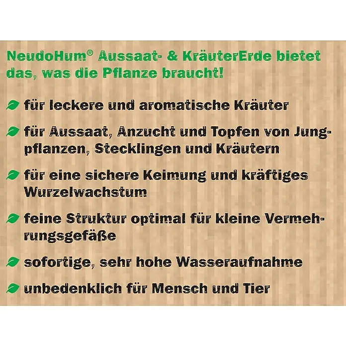 Neudorff NeudoHum Aussaat- & Kräutererde - 3 l - NeudoHum® Aussaat- & KräuterErde: Für leckere Kräuter, Aussaat, Anzucht, sichere Keimung und kräftiges Wurzelwachstum. Unbedenklich für Mensch und Tier.