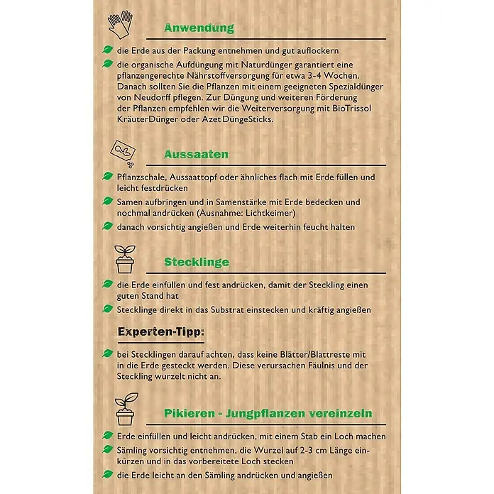 Neudorff NeudoHum Aussaat- & Kräutererde - 3 l - Anweisungen zur Verwendung von Erde, Aussaat, Stecklingen und Pikieren mit Expertentipps für die Gartenarbeit.