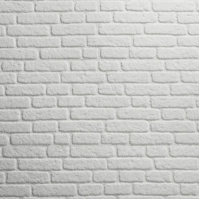 Panel de pared Loft - 2 ud., 120 x 50 cm, Blanco - Una imagen cautivadora de una pared de ladrillos blanca texturizada, perfecta para fondos o texturas en proyectos de diseño gráfico.