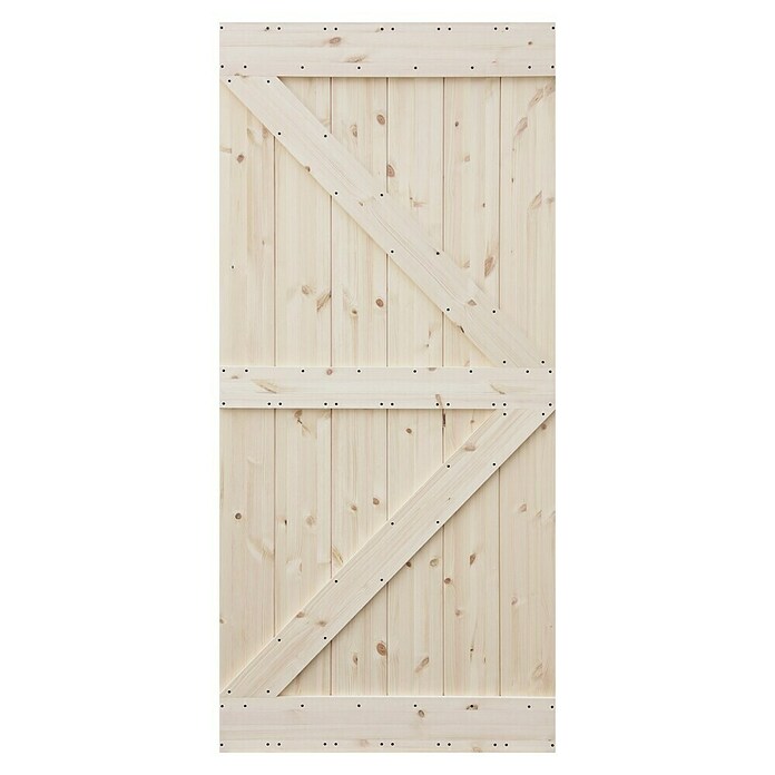 Radex Holzschiebetür Barn Door Loft Rustic (95 x 210 cm, Kiefer, Natur, Motiv: KK) | BAUHAUS