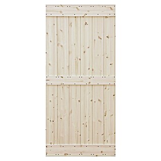 Radex Holzschiebetür Barn Door Loft Rustic (95 x 210 cm, Kiefer, Natur, Motiv: E)