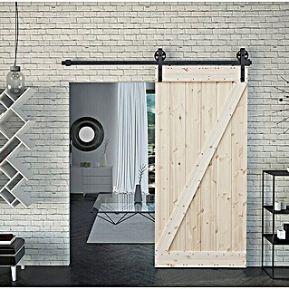 Radex Holzschiebetür Barn Door Loft Rustic (95 x 210 cm, Kiefer, Natur, Motiv: Z)