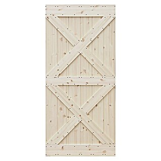 Radex Holzschiebetür Barn Door Loft Rustic (95 x 210 cm, Kiefer, Natur, Motiv: XX)