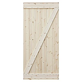 Radex Holzschiebetür Barn Door Loft Rustic (95 x 210 cm, Kiefer, Natur, Motiv: Z)