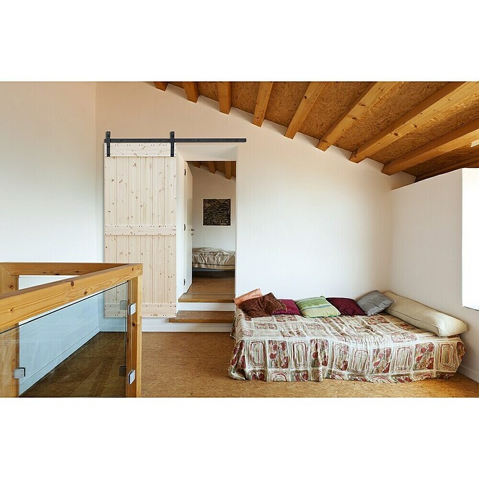 Radex Holzschiebetür Barn Door Loft Rustic (95 x 210 cm, Kiefer, Natur, Motiv: E) | BAUHAUS