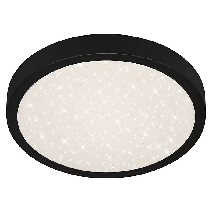 Briloner LED-Deckenleuchte rund RUNA - 18,5 W, Ø x H: 28 x 4 cm, Schwarz, Neutralweiß - Schwarze runde Deckenleuchte mit funkelndem weißem Diffusor.