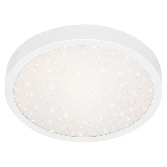 Briloner LED-Deckenleuchte rund - 18,5 W, Ø x H: 28 x 4 cm, Weiß, Neutralweiß - Weiße runde LED-Deckenleuchte mit funkelndem Sternenhimmel-Effekt-Diffusor.