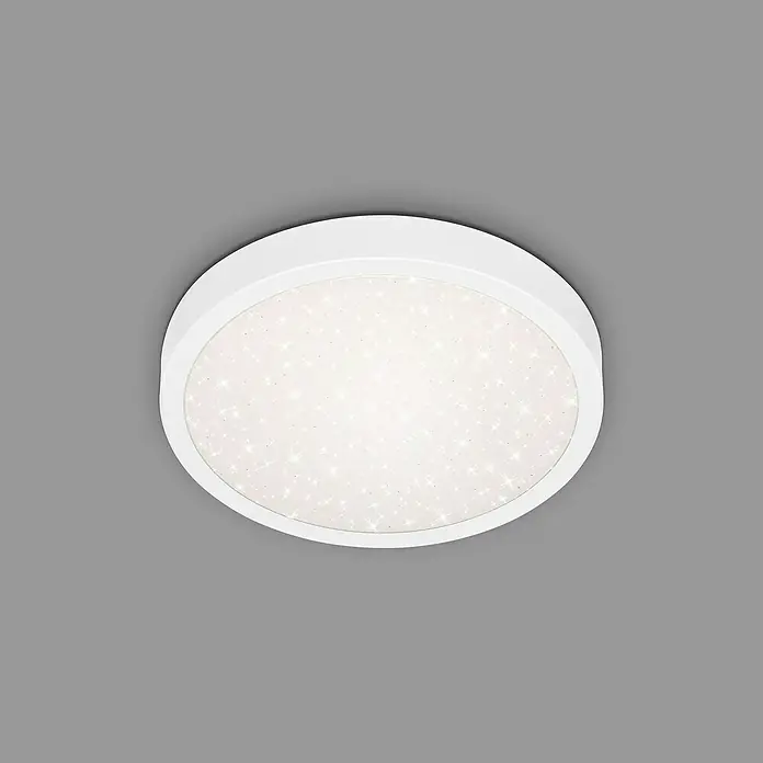 Briloner LED-Deckenleuchte rund - 18,5 W, Ø x H: 28 x 4 cm, Weiß, Neutralweiß - Runde LED Deckenleuchte in Weiß mit funkelndem Sterneneffekt für eine stimmungsvolle Beleuchtung.