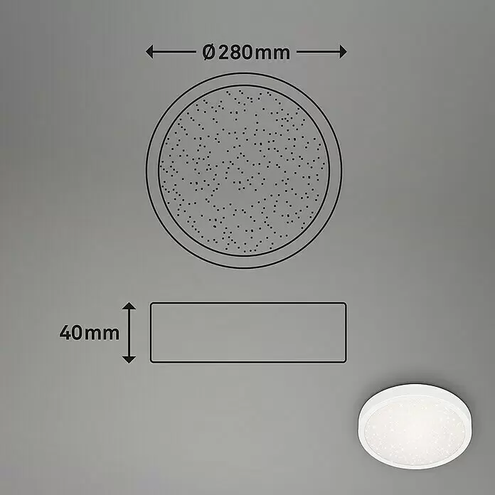 Briloner LED-Deckenleuchte rund - 18,5 W, Ø x H: 28 x 4 cm, Weiß, Neutralweiß - Weiße runde LED-Deckenleuchte mit Sternen-Effekt, Ø 280mm, 40mm dick.