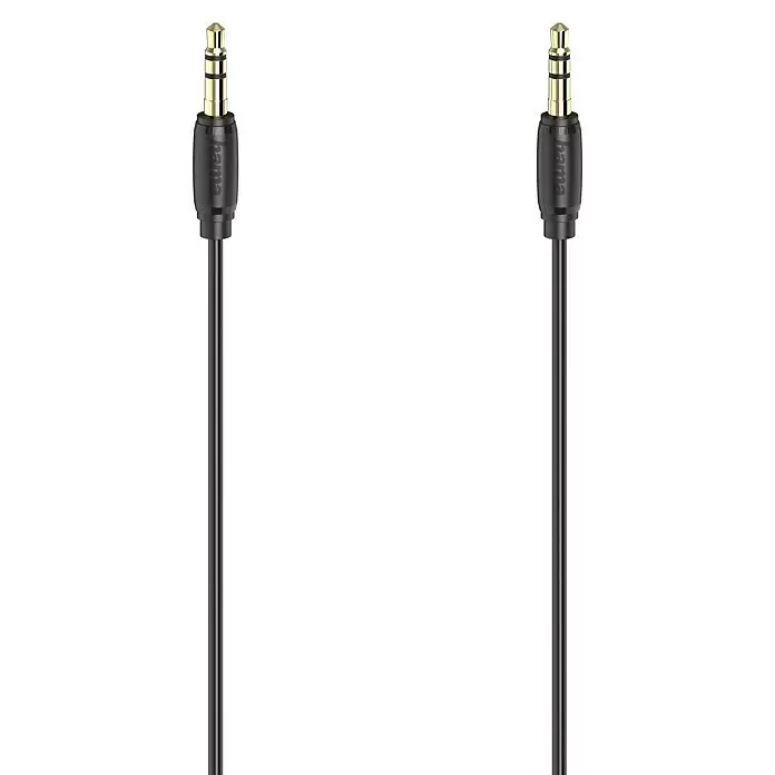 Hama Klinkenkabel ultradünn - Länge: 1,5 m, Vergoldete Kontakte - Schwarzes Audiokabel mit zwei vergoldeten 3,5mm Klinkensteckern zum Verbinden von Audiogeräten.