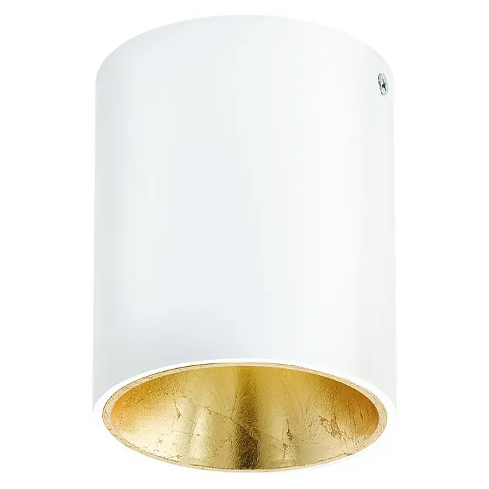 Eglo LED-Deckenleuchte rund POLASSO - 3,3 W, Ø x H: 100 mm x 120 cm, Weiß/Gold, Warmweiß - Zylindrische, weiße Deckenleuchte mit goldenem Innenraum, ideal für stilvolle Beleuchtungslösungen in jedem Raum.