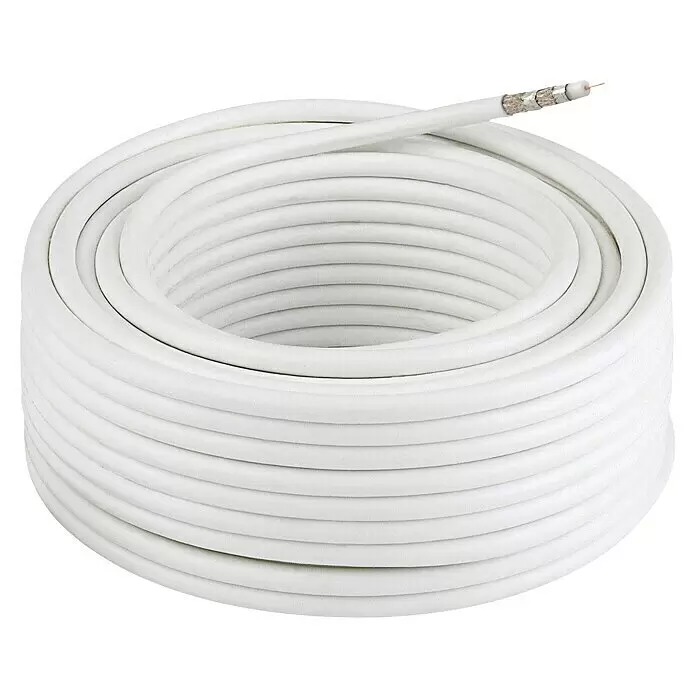 Hama SAT-Koaxialkabel - 25 m, Weiß, 120 dB, 75 Ω - Diagonale Ansicht