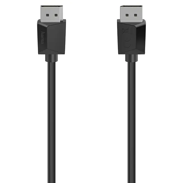 Hama DisplayPort-Kabel - Schwarz, 1,5 m, Bis zu 21,6 Gbit/s - Ein Hama DisplayPort-Kabel in Schwarz mit Steckern an beiden Enden, ideal für die Übertragung von hochauflösenden Video- und Audiosignalen.