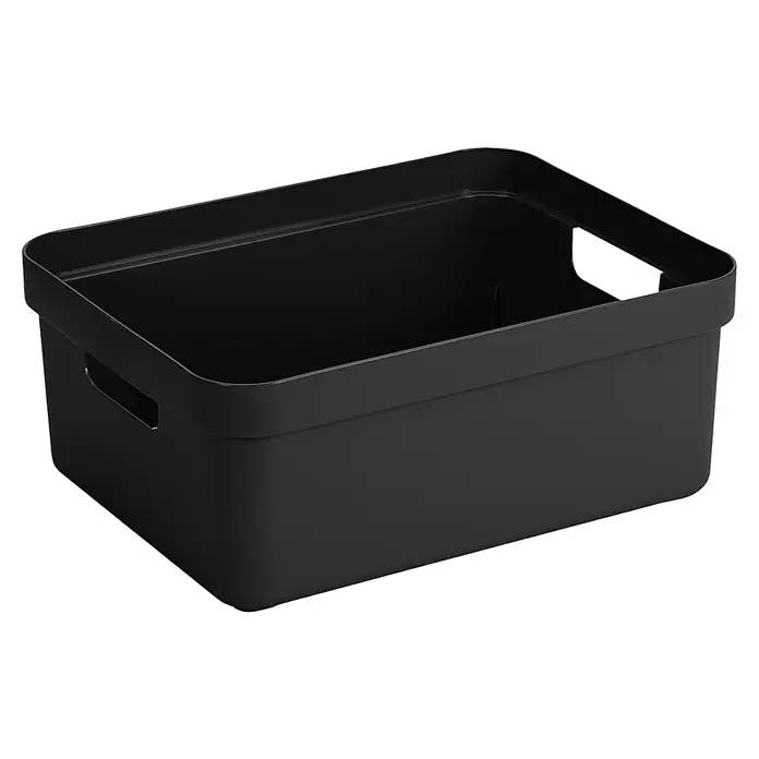 Sunware Aufbewahrungsbox Sigma Home - L x B x H: 44,5 x 34,5 x 18,3 cm, Kunststoff, Schwarz - Schwarze Aufbewahrungsbox aus Kunststoff mit Griffen für Ordnung im Haushalt oder Büro. Praktische Lösung zur Organisation von Gegenständen.