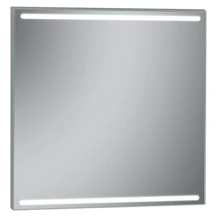 Camargue Espejo con luz Nanga - An x Al: 80 x 80 cm - Espejo de baño moderno con iluminación LED integrada en la parte superior e inferior para una mejor iluminación facial.