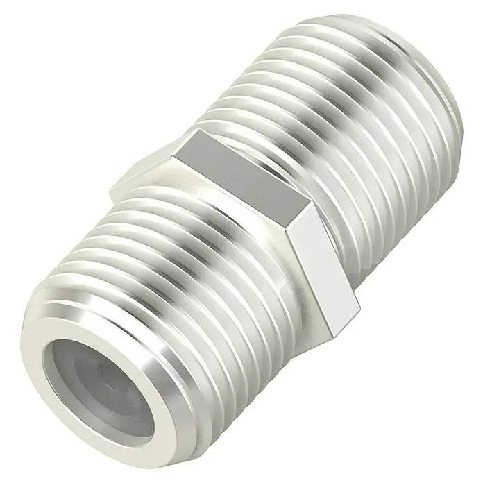 Hama SAT-Adapter - F-Buchse - Silberfarbener Doppelnippel mit Gewindeenden und einem zentralen Sechskantbereich zur einfachen Montage.