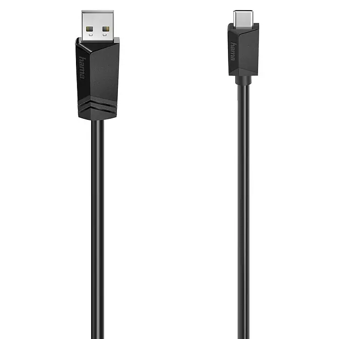 Hama USB-Kabel USB-A-Stecker - USB-C-Stecker1,5 m, Schwarz, Bis zu 480 Mbit/s - Schwarzes USB-Kabel von Hama mit USB-A- und USB-C-Anschluss für Datenübertragung und Aufladen von Geräten. Praktisch und zuverlässig.