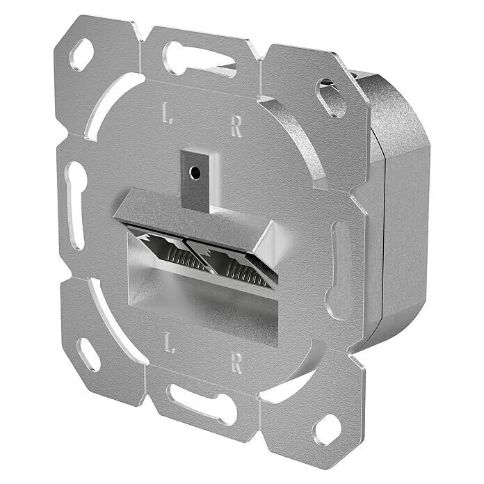 Hama Netzwerk-Anschlussdose - Silber, Bis zu 10 Gbit/s - Silberfarbener, texturierter Wandeinsatz mit zwei L/R-markierten Anschlüssen.