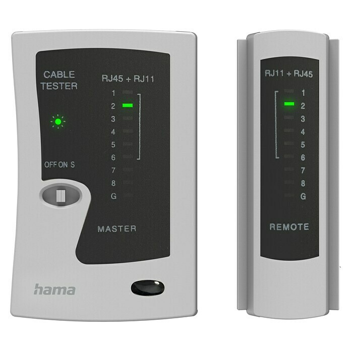 Hama Kabeltester Netzwerkkabel-Tester, Leitungsprüfgerät (Passend BAUHAUS Kabel 8p8c für: Modularstecker) (RJ45), 6p4c | mit oder 6p6c