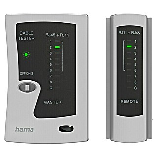 Hama Kabeltester Netzwerkkabel-Tester, Leitungsprüfgerät (Passend für: Kabel mit 8p8c (RJ45), 6p6c oder 6p4c Modularstecker)