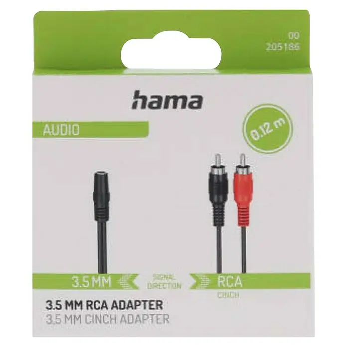 Hama Audio-Adapter 2 Cinch-Stecker - 3,5-mm-Klinken-Kupplung - Länge: 0,1 m - Hama 3.5mm auf Cinch Adapter für Audioübertragung. Kompaktes Design, ideal für den Anschluss von Geräten mit unterschiedlichen Anschlüssen.