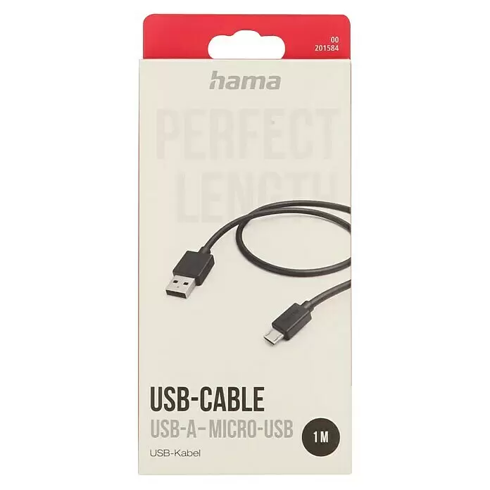 Hama USB-Kabel USB-A - Micro-USB1 m, Schwarz
